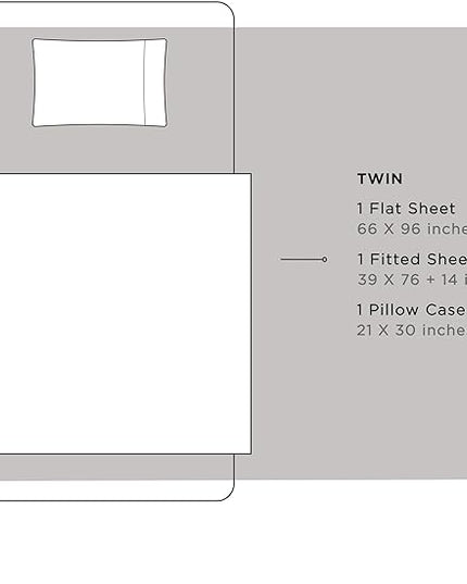 100% Cotton Percale Sheets Twin Size, Silver, Deep Pocket, 3 Pieces Sheet Set - 1 Flat, 1 Deep Pocket Fitted Sheet and 1 Pillowcase, Crisp Cool and Strong Bed Linen - LeafyLoom