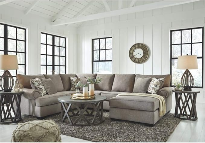 Signature Design by Ashley Sharzane Rustic Round Solid Wood Pine Coffee Table, Weathered Gray Finish - LeafyLoom