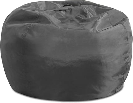 Posh Creations Structured Comfy Seat for Playrooms and Bedrooms, Large Bean Bag Chair, 100in Round Classic Bean Bag, Charcoal Gray - LeafyLoom