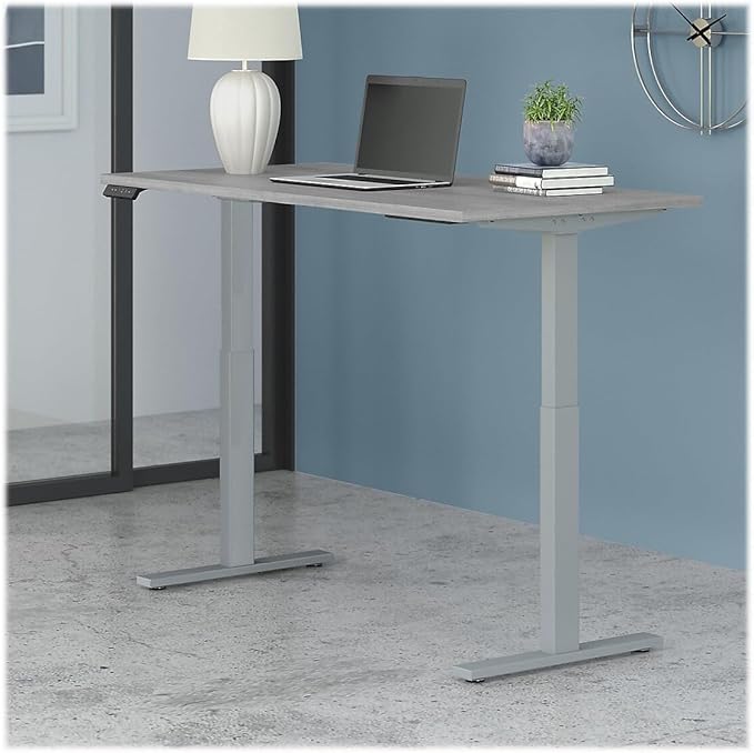 Bush Business Furniture Move 60 Series Electric Ergonomic Sit-Stand Computer Table for Home and Professional Office, 60W x 30D, Platinum Gray - LeafyLoom