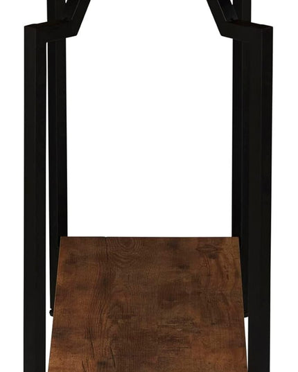 Household Essentials Crown Console Sofa Table with Storage Shelf Rustic Hickory Wood Grain and Black Metal - LeafyLoom