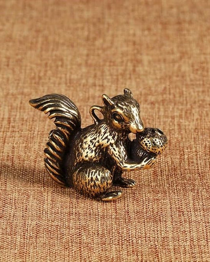 Vintage Solid Brass Squirrel Figurine - Adorable Desk Decor for Collectors - Perfect Home or Office Accent(Squirrel) - LeafyLoom