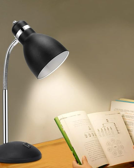 Table Lamp, Small Desk Lamp with Flexible Gooseneck, Adjustable Study Lamp with ON/Off Switch, Nightstand Lamp for Dorm Room, Bedroom, Classroom, College - LeafyLoom