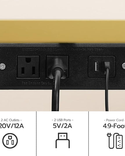 HOOBRO TV Stand with LED Lights and Power Outlets for TVs up to 75", Modern 63 Inch Tempered Glass TV Console Table with Open Shelves, Media Entertainment Center for Living Room, Gold GD165UDS01 - LeafyLoom