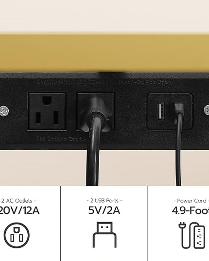 HOOBRO TV Stand with LED Lights and Power Outlets for TVs up to 65", Modern 55 Inch Tempered Glass TV Console Table with Open Shelves, Media Entertainment Center for Living Room, Gold GD145UDS01 - LeafyLoom