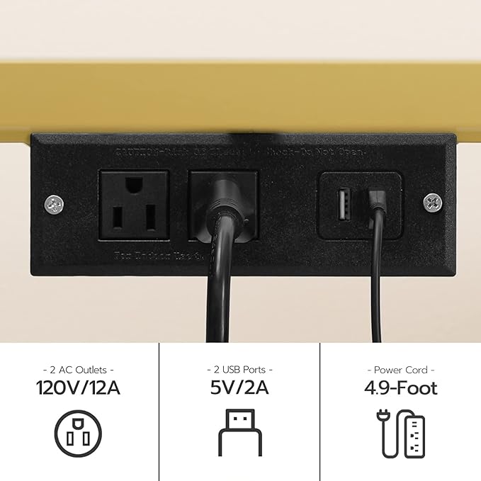 HOOBRO TV Stand with LED Lights and Power Outlets for TVs up to 65", Modern 55 Inch Tempered Glass TV Console Table with Open Shelves, Media Entertainment Center for Living Room, Gold GD145UDS01 - LeafyLoom