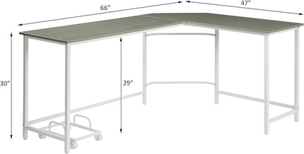 NicBex Kimberly-DW-00034-LWJ Home Office Desks, 66"x47"x30", Gray - LeafyLoom