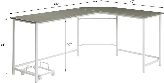 NicBex Kimberly-DW-00034-LWJ Home Office Desks, 66"x47"x30", Gray - LeafyLoom