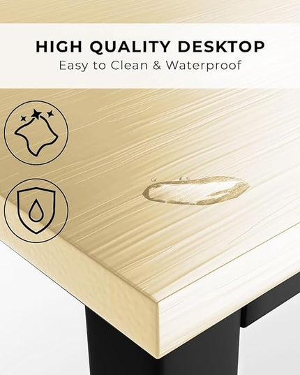 Halter Computer Desk for Home Office 47” Work Table Easy Assembly Walnut Desk Black Frame - LeafyLoom