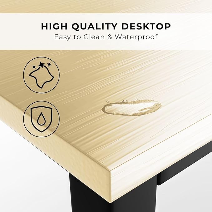Halter Computer Desk for Home Office 47” Work Table Easy Assembly Walnut Desk Black Frame - LeafyLoom