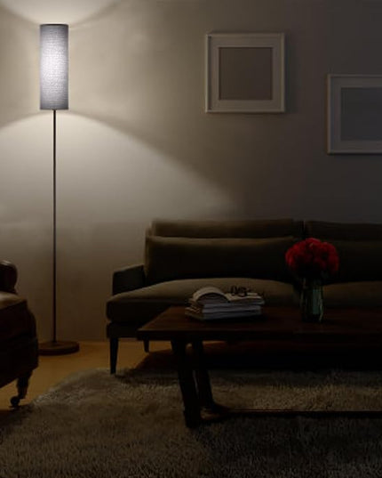 LED Floor Lamp Simple Design, Modern Floor Lamp with Shade, Tall Lamps for Living Room Bedroom Office Dining Room Kitchen, Black Pole Lamp with Foot Switch (with Bulb)(Black Shade) - LeafyLoom