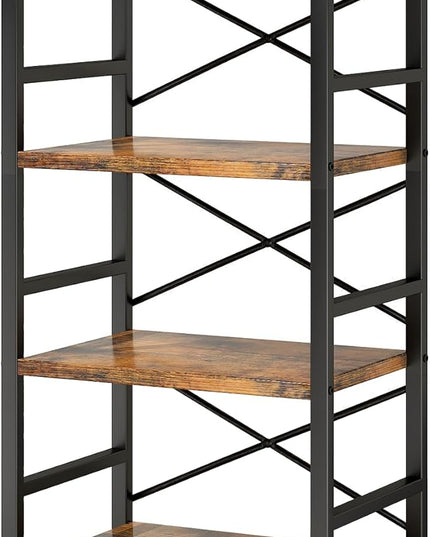 Bookshelf, 4 Tier Small Bookcase, Organizers and Storage, Metal Small Bookcase, Rustic Book Shelf Organization and Storage for Living Room, Bedroom, and Home Office(Rustic Brown) - LeafyLoom