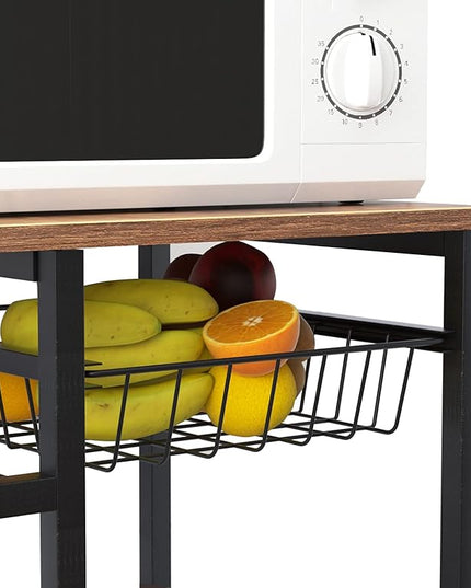 SogesGame Kitchen Cart Kitchen Baker's Rack, 3-Tier Vintage Serving Cart with Wheels Utility Cart Microwave Stand Storage Shelf Coffee Cart for Kitchen Coffee Station - LeafyLoom
