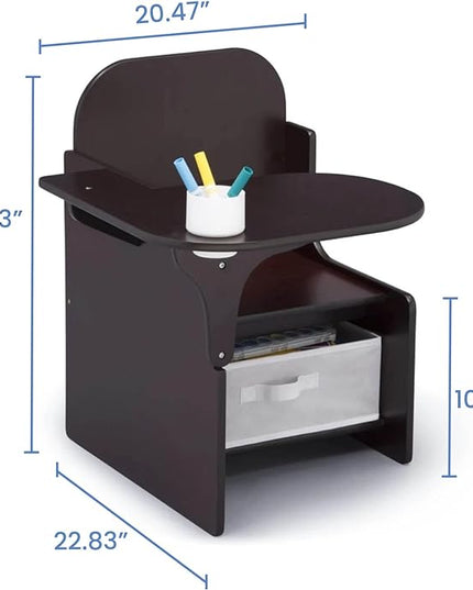 Delta Children MySize Chair Desk With Storage Bin, Dark Chocolate - LeafyLoom