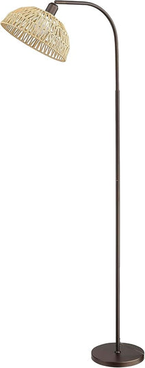 Farmhouse Floor Lamps with Remote Control for Living Room, Dimmable Tall Lamp with 9W LED Bulb,Arch Tall Standing Lamp, Mid Century Arched Reading Lamp for Bedroom,Office (Oil Rubbed Bronze) - LeafyLoom