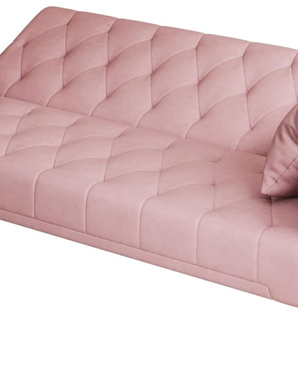 NicBex Sectional Couch Sofa with Double Folding Velvet Sofa Bed Cloud Couch for Living Room Furniture Sets with Aadjustable Back, Modular Sofa for Living Room, Bedroom, Apartment,71" L, Pink - LeafyLoom