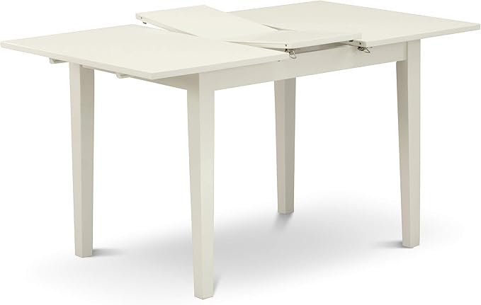 East West Furniture NOVA5-LWH-W 5 Piece Dining Room Table Set Includes a Rectangle Kitchen Table with Butterfly Leaf and 4 Dining Chairs, 32x54 Inch, Linen White - LeafyLoom
