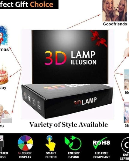 Creative 3D Gymnastics Night Light 16 Colors Changing USB Power Remote Control Touch Switch Decor Lamp Optical Illusion Lamp LED Table Desk Lamp Children Kids Christmas Brithday Gift - LeafyLoom