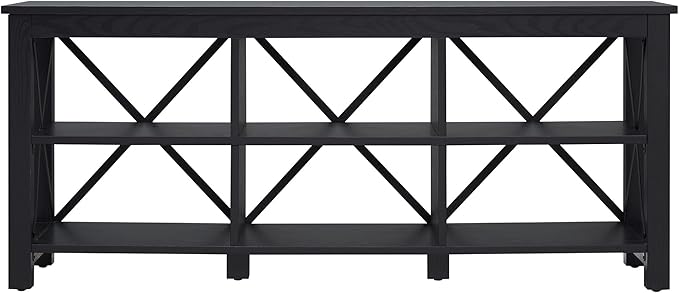 Henn&Hart Rectangular TV Stand for TV's up to 65" in Black, TV Stands for the Living Room - LeafyLoom