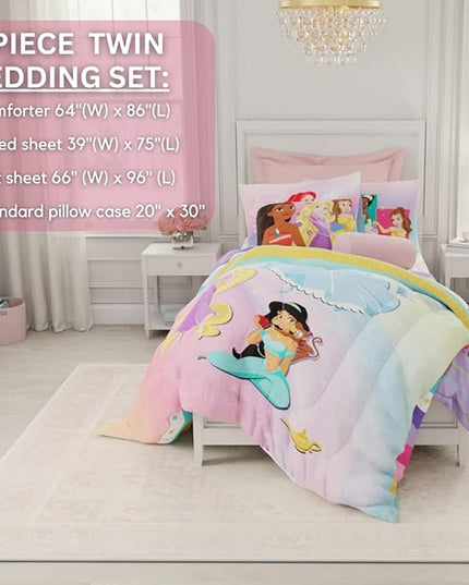 Disney Princess Ariel Kids Bedding Super Soft Comforter And Sheet Set, 4 Piece Twin Size, "Official" Disney Product By Franco - LeafyLoom