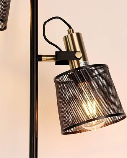 Newrays 2-Way Industrial Retro Iron Metal Mesh Floor Lamps with Adjustable Switch Plug-in for Living Room Bedroom Office - LeafyLoom