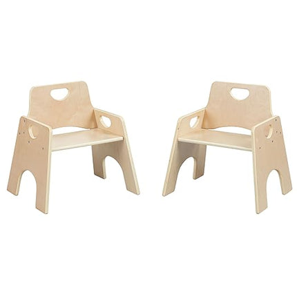 ECR4Kids Stackable Wooden Toddler Chair, 10in, Kids Furniture, Natural, 2-Pack - LeafyLoom