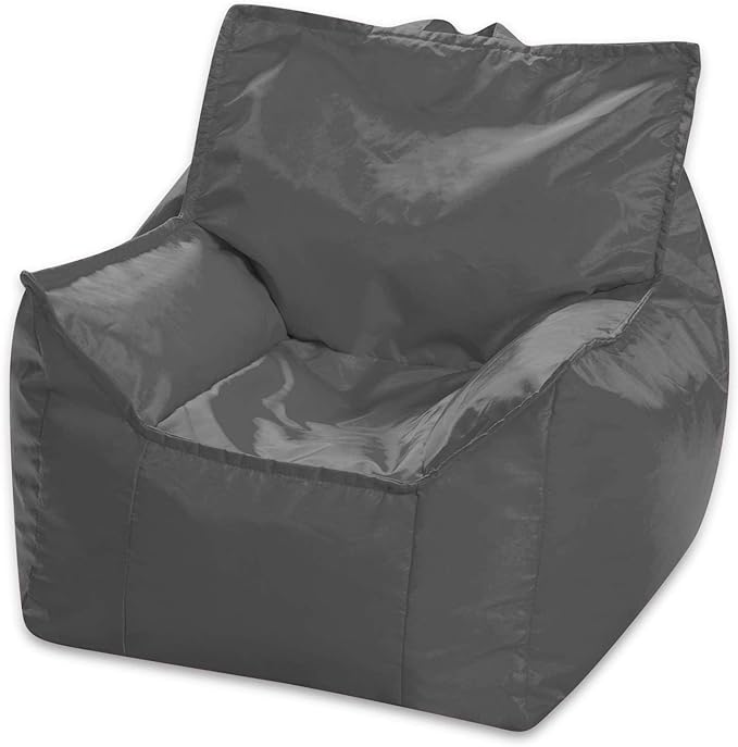 Posh Creations Bean Bag Chair Structured Comfy Seat Use for Gaming, Reading and Watching TV, Newport, Charcoal Gray - LeafyLoom