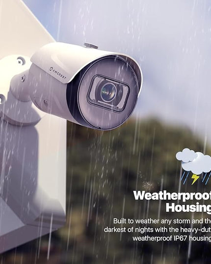 Amcrest 4K (8MP) IP POE Camera, UltraHD Outdoor Bullet, 3840x2160, 98ft NightVision, 125° FOV, IP67, MicroSD (256GB), Human & Vehicle Detection, Tripwire & Intrusion, (IP8M-2496EW-AI-V3) Amcrest