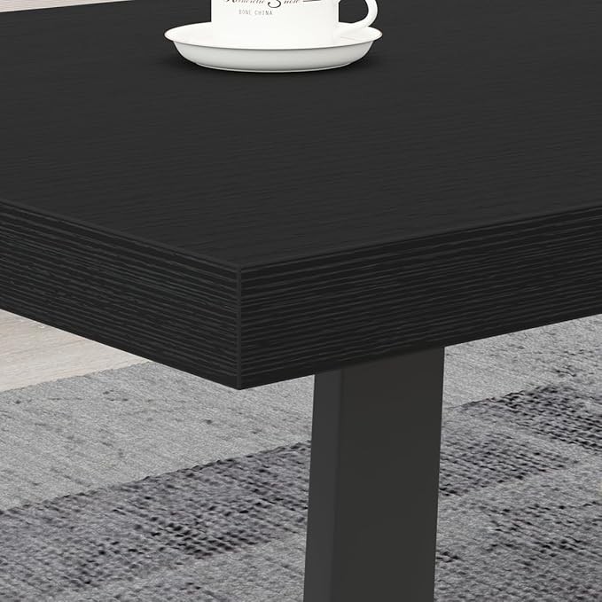 HSH Black Coffee Table, Industrial Wood and Metal Legs Center Table, Modern Minimalist Rectangle Cocktail Table for Living Room, Farmhouse Wooden Tea Table for Bedroom Home Office, Black Oak, 47 Inch - LeafyLoom