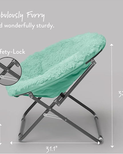 Oversized Mongolian Faux Fur Saucer Chair, Mint - LeafyLoom