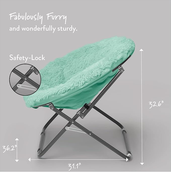 Oversized Mongolian Faux Fur Saucer Chair, Mint - LeafyLoom