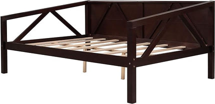 Jintop Full Size Daybed with Additional Storage Space,Sturdy Sofa Bed Frame W/ 8 Wood Slat Support,Easy to Install,for Teens Kids Girls Boys,Living Room Bedroom Apartment,Espresso - LeafyLoom