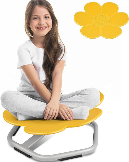 Petal Kids Swivel Chair, Seat and Spinning Chair, Body Coordination Training Chair, Yellow Non Slip Sensory Toys 360° Spinning Chair for Autistic Kids Aged 3+, Improving Toddler's Physical Fitnesss - LeafyLoom