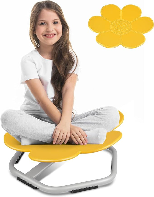 Petal Kids Swivel Chair, Seat and Spinning Chair, Body Coordination Training Chair, Yellow Non Slip Sensory Toys 360° Spinning Chair for Autistic Kids Aged 3+, Improving Toddler's Physical Fitnesss - LeafyLoom