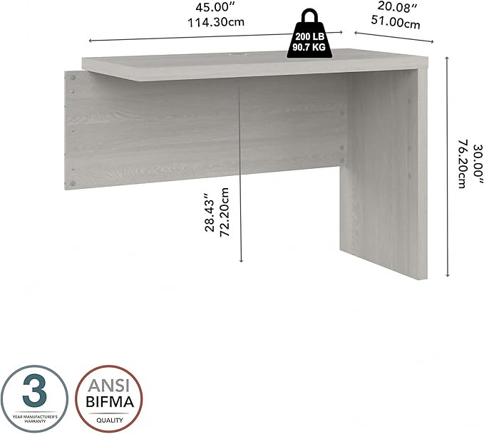Bush Business Furniture Echo Desk Return/Bridge, Gray Sand - LeafyLoom
