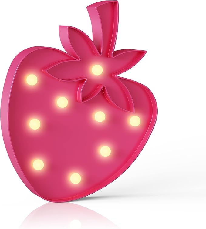 Strawberry Party Decorations, Battery Powered Strawberry Night Light for Kids, Strawberry Room Decor for Girls, Strawberry Birthday Decorations, Strawberry Wall Decor - LeafyLoom