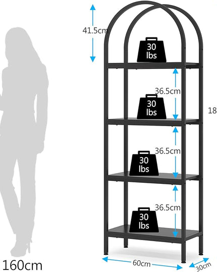Tribesigns 4-Tier Open Bookshelf, 70.8" Wood Bookcase Storage Shelves with Metal Frame, Freestanding Display Rack Tall Shelving Unit for Office, Bedroom, Living Room, Easy Assembly (Black, 1PC) - LeafyLoom