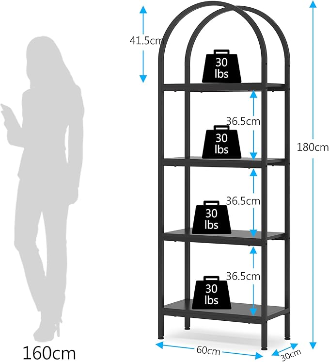 Tribesigns 4-Tier Open Bookshelf, 70.8" Wood Bookcase Storage Shelves with Metal Frame, Freestanding Display Rack Tall Shelving Unit for Office, Bedroom, Living Room, Easy Assembly (Black, 1PC) - LeafyLoom