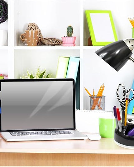 Simple Designs LD1015-BLK Flossy Organizer Desk Lamp with Charging Outlet and Lazy Susan Base, Black - LeafyLoom