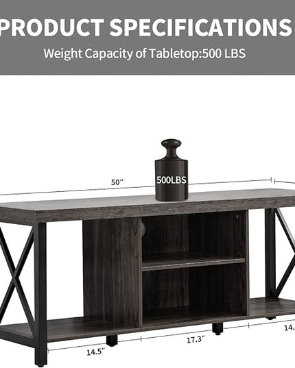 GAZHOME TV Stand for TV up to 55 Inches, TV Cabinet with Open Storage, TV Console Unit with Shelving for Living Room, Entertainment Room, Grey - LeafyLoom