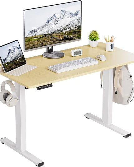Motorized Standing Desks, Electric Stand Up Desk with Ultra Stable Construction and Cable Management,adjustable Height Desk with Memory Preset Design for Home Office Use 48x24 in Maple - LeafyLoom
