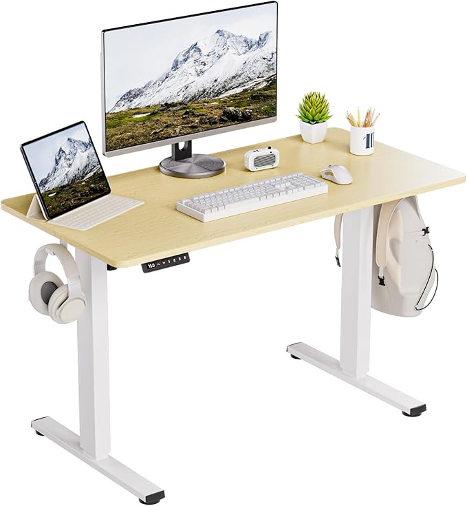 Motorized Standing Desks, Electric Stand Up Desk with Ultra Stable Construction and Cable Management,adjustable Height Desk with Memory Preset Design for Home Office Use 48x24 in Maple - LeafyLoom