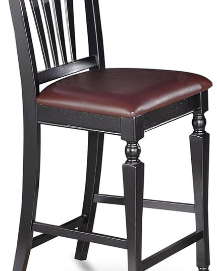 East West Furniture PBCH3-BLK-LC 3 Piece Kitchen Counter Height Dining Table Set Contains a Square Pub Table and 2 Faux Leather Upholstered Chairs, 36x36 Inch, Black & Cherry - LeafyLoom