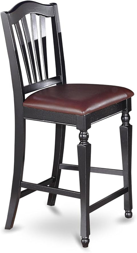 East West Furniture PBCH3-BLK-LC 3 Piece Kitchen Counter Height Dining Table Set Contains a Square Pub Table and 2 Faux Leather Upholstered Chairs, 36x36 Inch, Black & Cherry - LeafyLoom