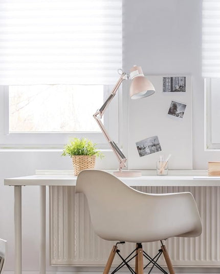 Globe Electric 52028 28" Swing Arm Desk Lamp, Matte Rose, Matte White Accents, On/Off Rotary Switch, Partially Adjustable Swing Arm, Home Office Accessories, Lamp for Bedroom, Home Improvement - LeafyLoom