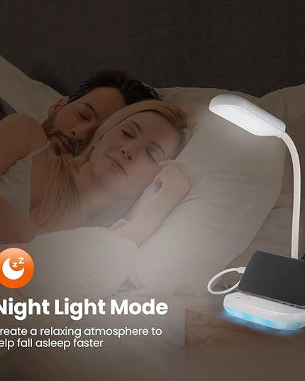 LED Rechargeable Desk Lamp, 5-in-1 Small Desk Lamp with USB Charging Port, Pen Holder, Night Light, Portable Desk Light for Home Office Student Children Kids College Dorm (White) - LeafyLoom