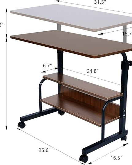 Adjustable Desk Standing Desk Small Desks for Small Spaces Portable Laptop Computer Desk Table for Bedrooms Couch Desk for Home Office Table Mobile Rolling Desk on Wheels Desk with Storage - LeafyLoom