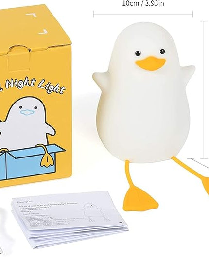 FULLOSUN Cute Night Light for Kids, Toddler, Duck Silicone Nursery Baby Nightlight, Kawaii Birthday Gifts for Room Decorations, Teen Girls Boys Child - Portable Squishy Battery Operated - LeafyLoom