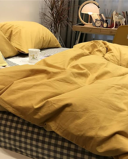Yellow Comforter Sets Pure Mustard Yellow Bedding Set King 3 Pieces Women Men Ginger Yellow Comforter Insert Sets Lightweight Durable Mustard Yellow Blanket King Quilts Set - LeafyLoom