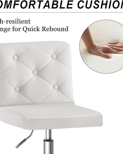 VECELO PU Leather Mid-Back Armless Desk Chair Adjustable Height 360° Rolling Swivel for Home Office Work, White - LeafyLoom